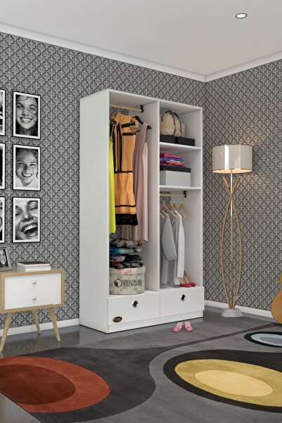 Kenzlife Giysi Dolabı 2 Bölmeli 2 Çekmeceli Bedri 182*100*42 Byz Dolap Kapaksız