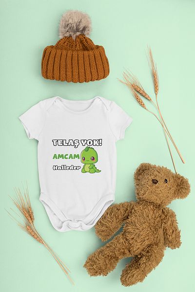 ADABEBEK Printed Snap-On Bodysuit for Baby Boy - Zıbın Haleder Written 20512
