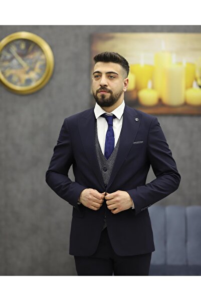 SAVARA 12337 SLİMFİT ARMÜRLÜ TAKIM ELBİSE(LACİVERT)