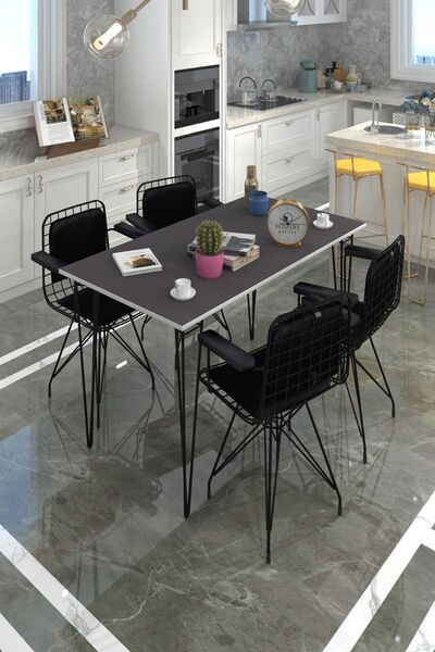 Kenzlife Knsz Masa Sandalye Takımı Hem75Mazlum Grisyh 100*070 Klçsm 4 Sandaly...