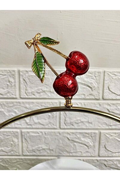 Jenisa 2-Tier Gold Shelf Red Cherry Accessory Presentation Catering Stand