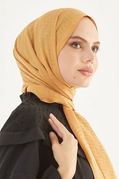 FRESCO SCARFS Γυναικείο χιτζάμπ Μεταξένιο βαμβακερό Ζακάρ F Σάλι*καμήλα