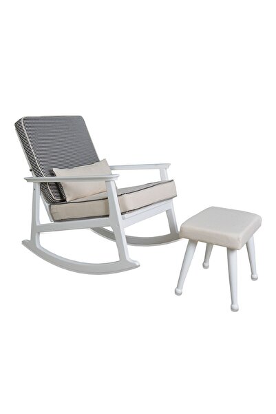 Asedia İskandinav Lake Krem Minderli Puflu Sallanan Sandalye Dinlenme Koltuğu...