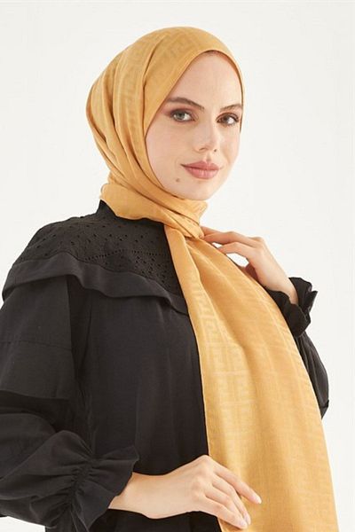 FRESCO SCARFS Γυναικείο χιτζάμπ Μεταξένιο βαμβακερό Ζακάρ F Σάλι*καμήλα