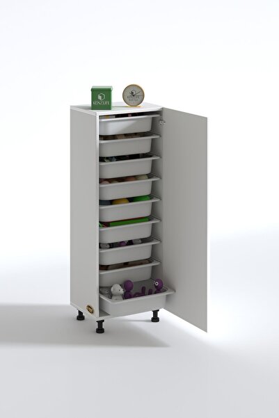 Kenzlife Sepetli Mutfak Dolabı Ruberukapak Byz 122X45X30 Kapaklı Banyo Çamaşır Beyaz 9 Lu Sepet
