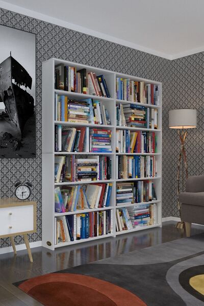 Kenzlife Kitaplık Süper Ga 180*160*19 Byz 6 Katlı 2 Bölme Çift Bölme Opsiyonl...
