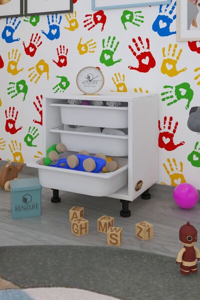 Kenzlife Sepetli Mutfak Dolabı Ruberu Byz 050X45X30 Banyo Oyuncak Çamaşır Bey...