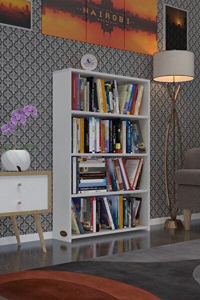 Kenzlife Kitaplık Süper Ga 120*80*19 Byz 4 Katlı Tek Bölme Ofis Mutfak Banyo Dolabı Arkalıksız