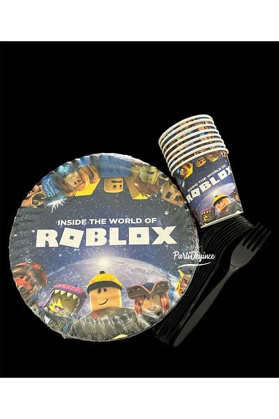 partideyince Roblox 8-Person Plate Cup Fork Set