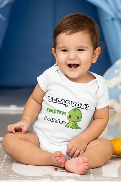 ADABEBEK Baby Boy Snap Body - Eniştem Handle, Text Print, 20527