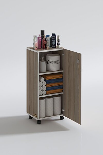 Kenzlife Mutfak Dolabı Zehra 108*030*032 Crd Kilitli Tekerlekli Banyo Evrak Ofis Kitaplık Ayakkabılık Kiler