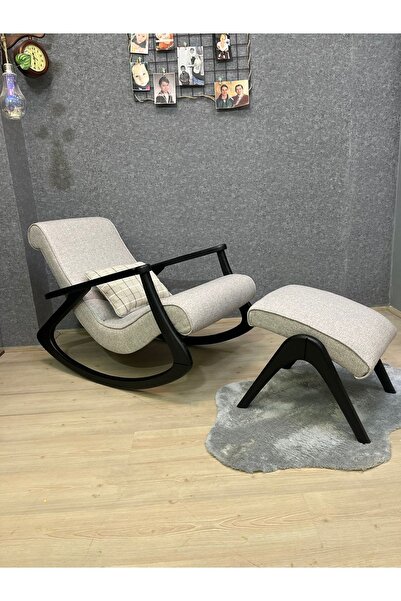 Asedia Ekol Siyah Taş Rengi Ahşap Sallanan Sandalye Dinlenme Emzirme Baba Tv ...