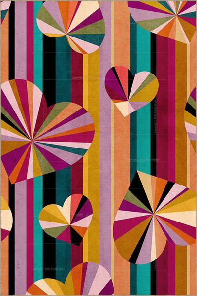 Rugs Modern Halı Multicolored Heart and Geometric Patterned Creative Modern D...