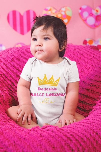ADABEBEK 15651 Model Printed and Honey Delight Printed Snap Fastener Bodysuit for Baby Girl