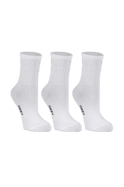 Ozzy Socks Γυναικείες κοντές κάλτσες τένις 3 τεμαχίων σε λευκό χρώμα χωρίς επένδυση