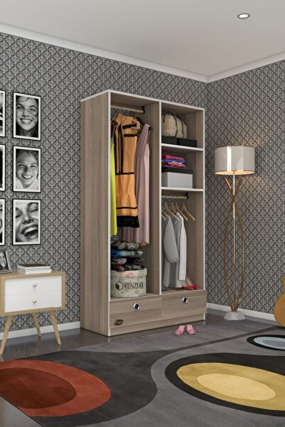 Kenzlife Giysi Dolabı 2 Bölmeli 2 Çekmeceli Bedri 182*100*42 Crd Dolap Kapaksız