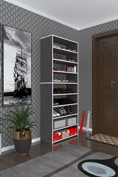 Kenzlife Ayakkabılık Goya Gri 180*70*30 Arkalıksız Ayakkabı Ofis Dolabı İki Bölme