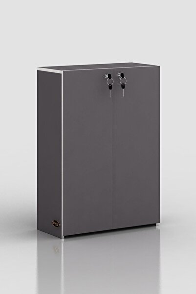 Kenzlife Ayakkabılık Ayakkabı Dolabı Kilitli Be Real Gri 100*70*32 Kapaklı Arkalıklı Ofis Dolabı