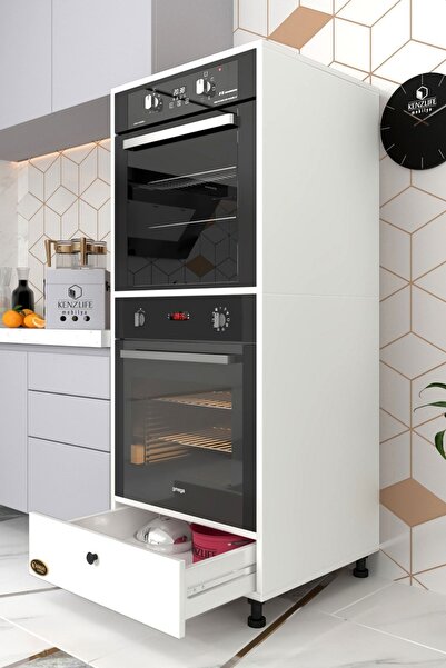 Kenzlife Fırın Dolabı Naime Byz 145*60*56 Mutfak Çekmeceli Ayaklı Banyo Kiler...