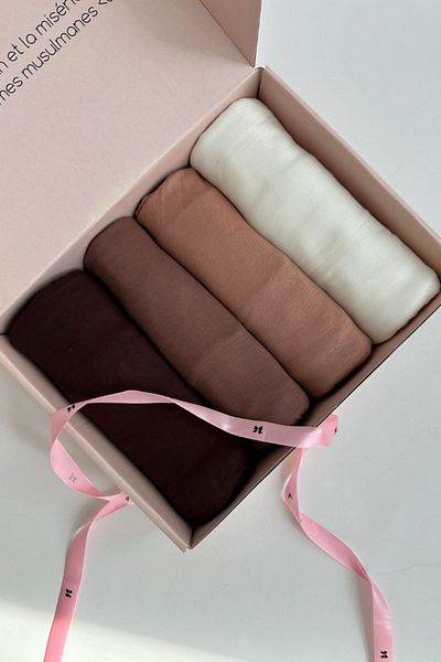 hijabchi Premium Σετ με 4 χτενισμένα βαμβακερά σάλια - Jersey, Shawl, Lycra, Hijab