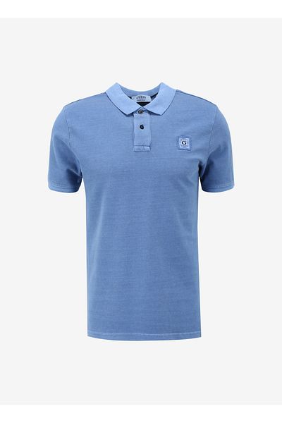 Guess Απλό μπλε ανδρικό μπλουζάκι πόλο M2YP24KC9T1BLN_WASHED SS POLO - ORG