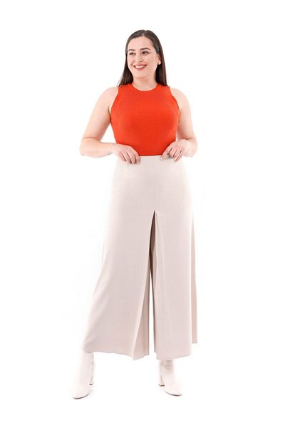 G-Line High Waist Full Length Stone Color Wide Palazzo Trousers