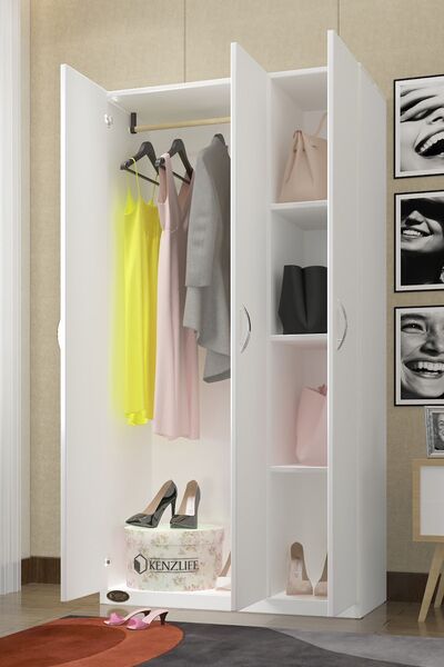 Kenzlife Gardırop 3 Kapılı Ballıbaba 180*120*52 Byz Xlarge Kapaklı Gardolap D...