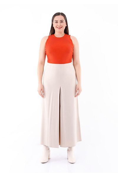 G-Line High Waist Full Length Stone Color Wide Palazzo Trousers