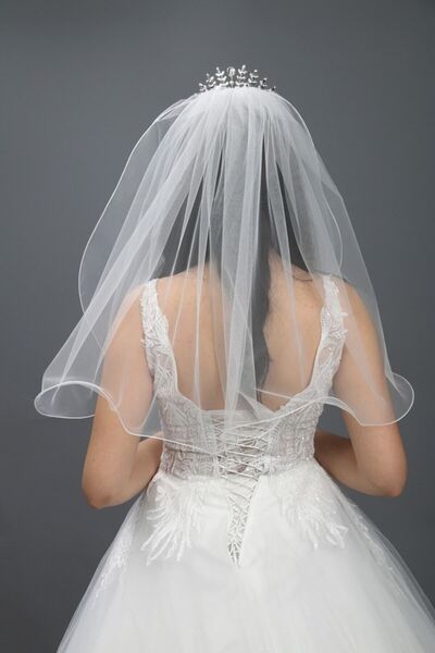 paris in paris Wedding Veil - Wedding Dress Veil Single Layer Height 55 Cm White 1stQuality Silk Tulle with Comb