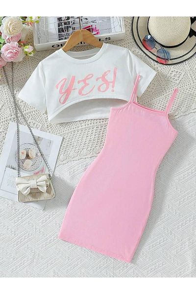 Machetta Children's Yes Printed Dress and Crop T-shirt - 2-Piece Combination