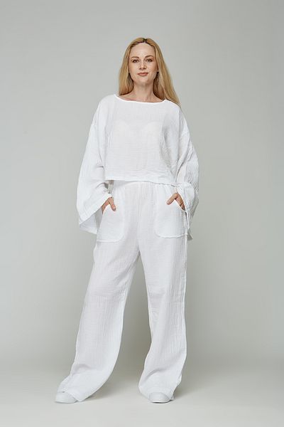 Motherway Pantaloni elastici de maternitate de culoare muselină