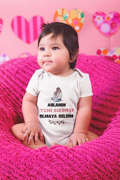 ADABEBEK Written Baby Girl Bodysuit - Bodysuit with Snap Fasteners, Printed 20514