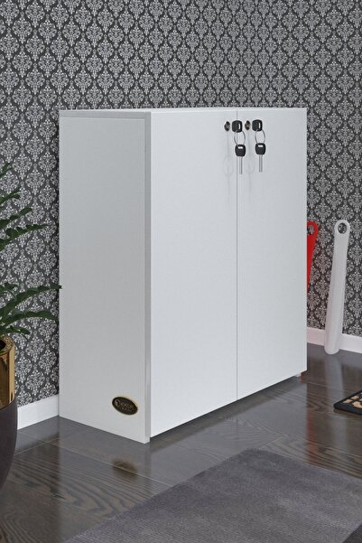 Kenzlife Ayakkabılık Ayakkabı Dolabı Kilitli Gutan Byz 080*70*32 Kapaklı Ofis Dolabı