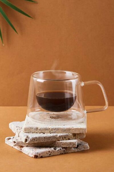 MİS KİTCHEN كوب إسبرسو نسكافيه الجديد - زجاج مزدوج الجدار بمقبض، 200 مل