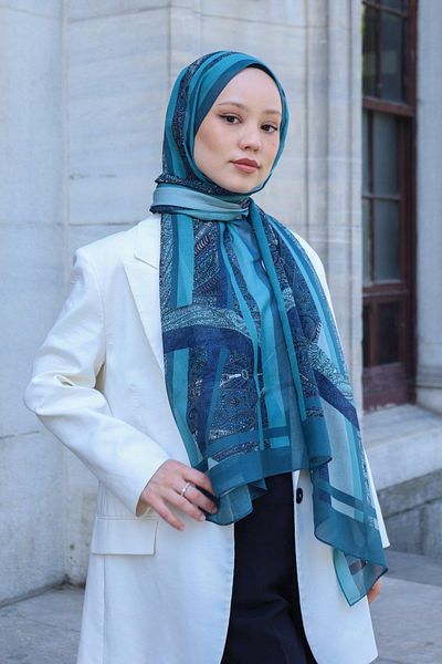 Hint İpek Cotton Silk Patterned Shawl Model - Pmkv04-08