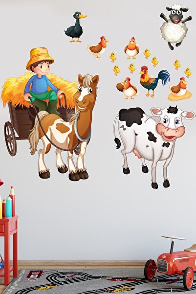 cokindirimli Sevimli Çiftlik Hayvanları Temalı Çocuk Odası Duvar Sticker