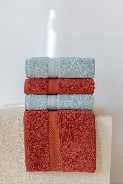 FEELAMORE % 100 Pamuklu Havlu Seti, 50 x 100 4’lü Havlu Takımı