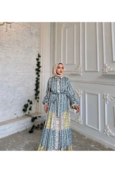 SOBEE فستان أنيق منقوش من الساتان