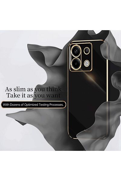m.tk moveteck غلاف هاتف Xiaomi Redmi Note 13 Pro 4G مصنوع من السيليكون الناعم مع حماية للكاميرا وحافة ذهبية لامعة وتفاصيل ذهبية