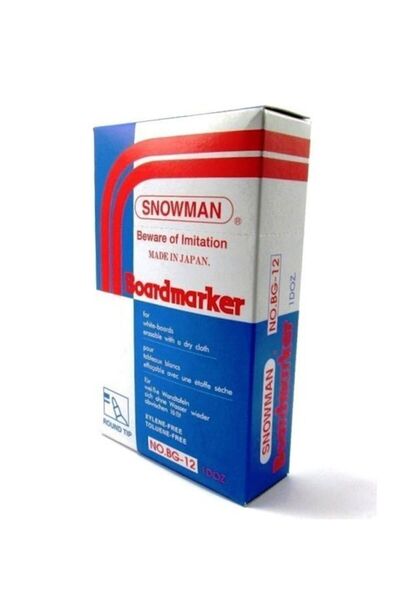 Snowman Beyaz Tahta Kalemi Bg 12 Siyah 12 Adet Yuvarlak Uç