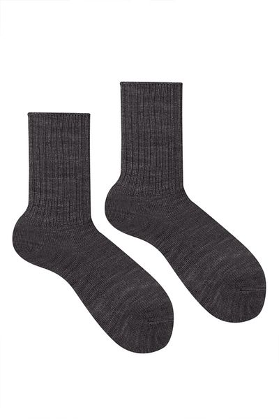 Ozzy Socks Зимни дамски вълнени антрацитни чорапи за спане Soft Touch