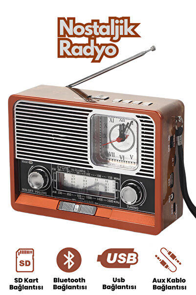Abbruch Fenerli Retro Nostaljik FM Radyo Bluetooth Speaker Taşınabilir Hoparl...