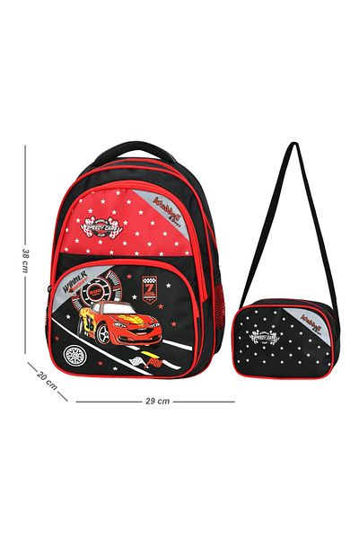 barberri Strong and Durable Waterproof Backpack and Lunchbox for Male Primary School - with Water Bottle