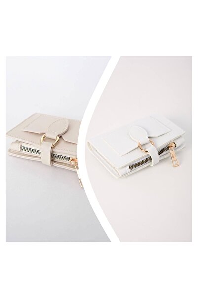 Everglow Jewelry Σετ γυναικείο πορτοφόλι σε μπεζ και λευκό χρώμα - με αγκράφα...