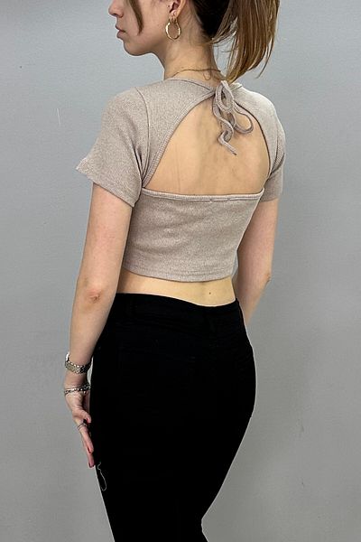 Tam Moda Къса блуза от норка - Дамска, с гол гръб