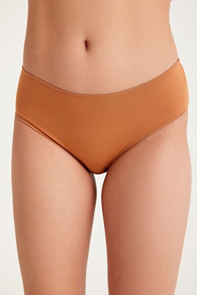 Dennis Denise Pachet de 5 chiloți de damă din bumbac cu talie înaltă - roz, gri, alb, verde, albastru, maro