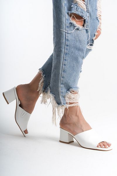 İDOL SHOES Women's Vegan Leather Heeled Slippers