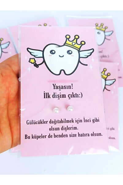 NEVA KONSEPT HEDİYELİK 10 Adet Bebek Diş Buğdayı Hediyesi Inci Küpe Kız Bebek, Erkek Bebek