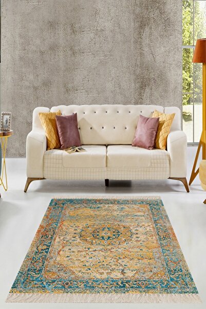 on the clouds Osmanlı Motifler Desenli Yıkanabilir Kaymaz Taban Salon Halısı