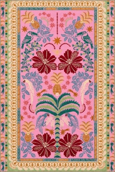 Rugs Modern Halı Pink Themed Multicolored Motif Flower and Bird Patterned Vin...